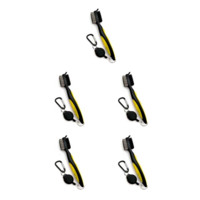 Ruiboury Golf Club Brush Portable Handheld Replacement Double-sided Ball Shoe Brushes Yellow Lidless 5Set
