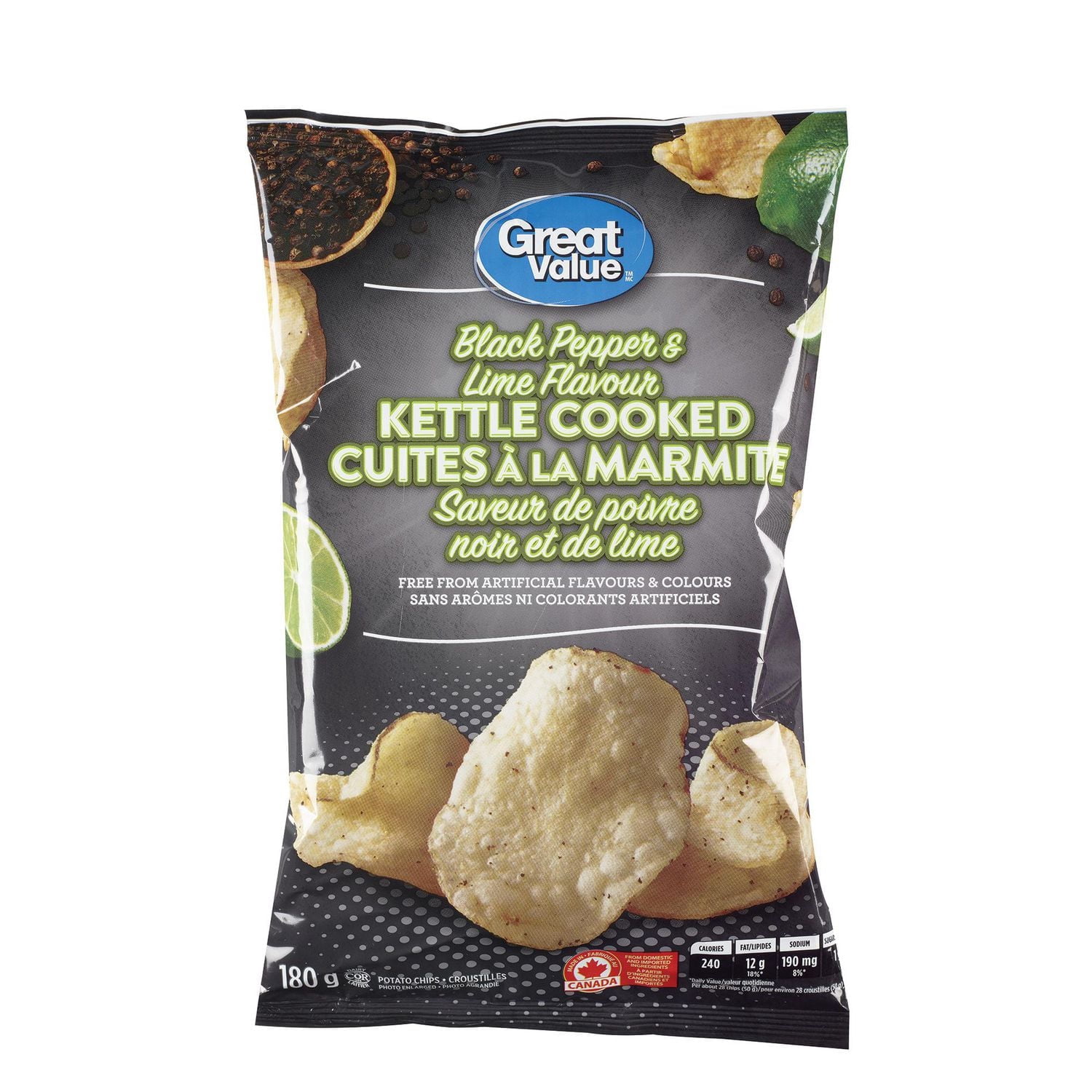 Great Value Black Pepper and Lime Kettle Cooked Potato Chips