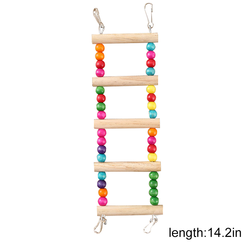 Ladder Bird Toy Creative Funny Bead Design Wooden Parrot Chew Toy Bird Swing Toy