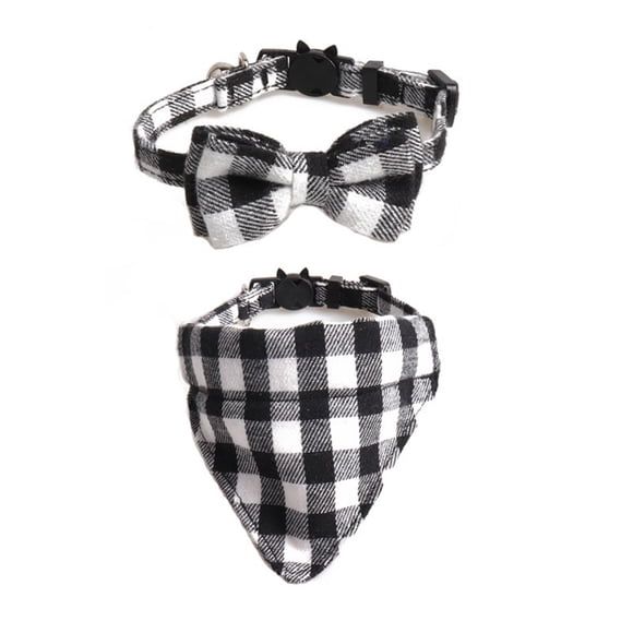 2 pieces with classic plaid cat collar with bells, separate cat collar bells