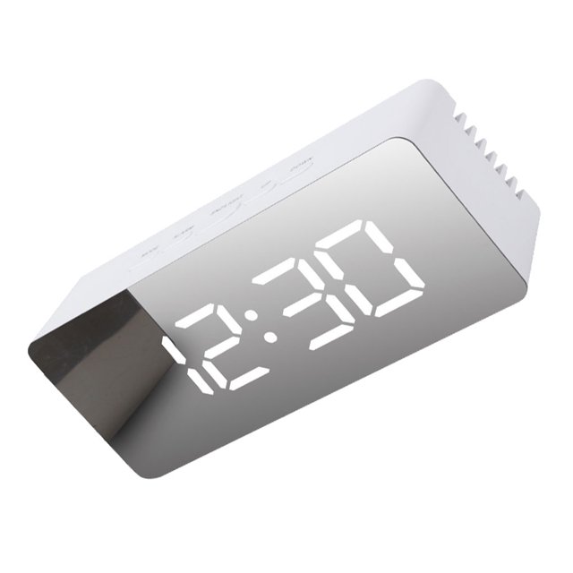QualitChoice Angle d'Alarme Numérique Réglable 7,48 Pouces A Mené l'Horloge de Projecteur de Radio d'Alimentation d'Écran Acrylique d'Horloges Intérieures de Lumière Blanche