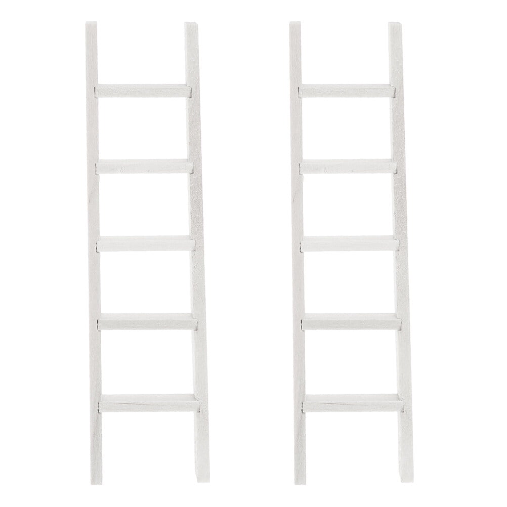 Minkissy 2Pcs Mini Step Ladder Chic Design Wooden Ladder for Mini House Interior Use