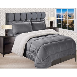 Reversible Down Alternative Micro-Suede 3-Piece Comforter Set Full Grey