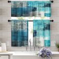 thumbnail image 1 of Turquoise Kitchen Curtains Teal Grey Window Curtains Valance and Tier Set, Modern Rod Pocket Short Tier Curtain, Abstract Art Small Cafe Curtains for Kitchen Decor 52" x 24", 1 of 1