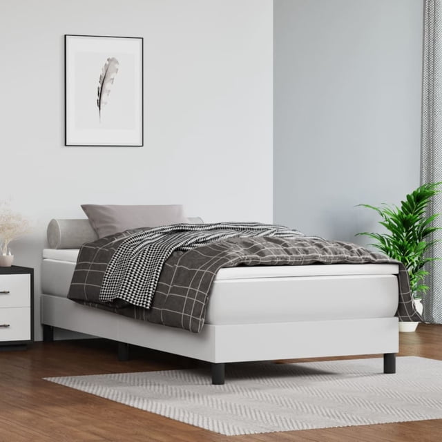 vidaXL Cadre de Lit Blanc 100x203 cm Simple TG Similicuir