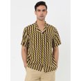 thumbnail image 2 of INSPIRE CHIC Men's Hawaiian Shirts Striped Button Down Short Sleeves Shirts Brown Yellow XL, 2 of 5