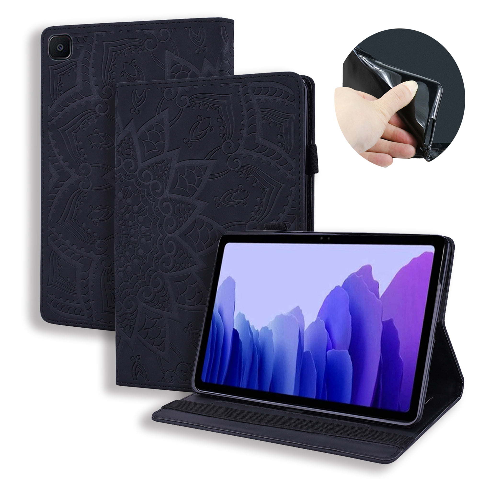 Dteck Galaxy Tab A7 2020 Tablet Case, Folio Case for Samsung Galaxy Tab A7 10.4 inch SM-T500 T505 T507 Embossed PU Leather Flip Stand Case Cover, Black