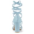 thumbnail image 3 of BLISSFUL STEP Women's Solid Color Strap Block Heel Lace up Sandals, 3 of 7