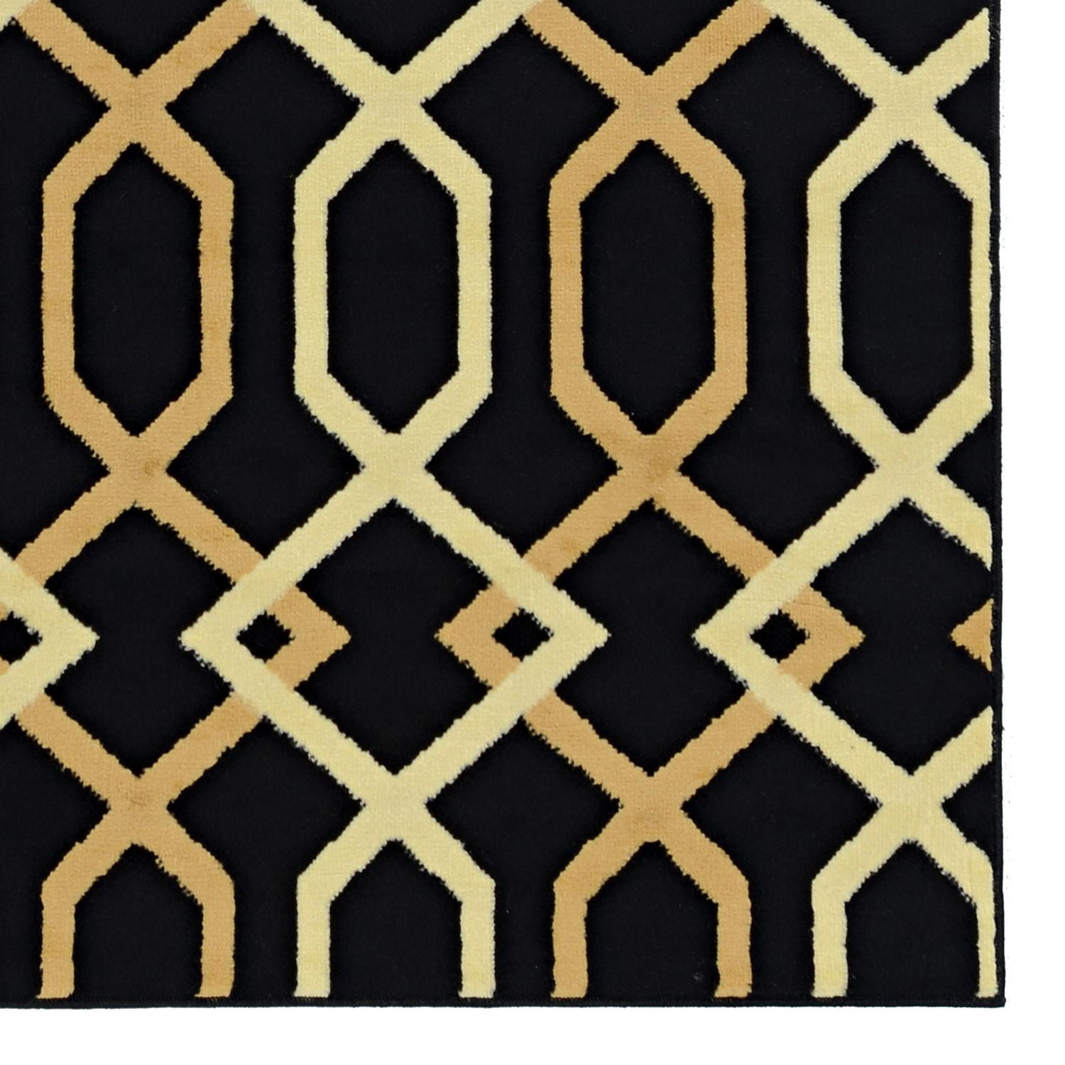 Tapis Capri Hex noir & beige de 6 pi 5 po x 9 pi 3 po
