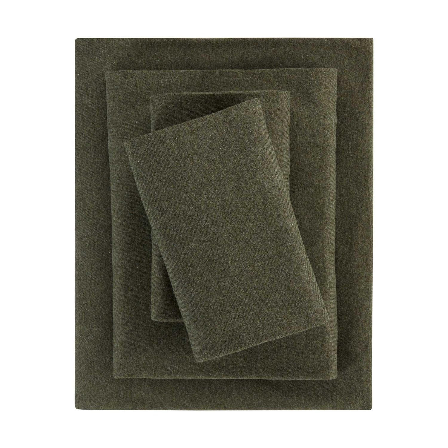 Mainstays – Parure de lit en jersey extra doux, enrichi en coton, pour adulte, King, couleur Sea Turtle Green, 4 pièces