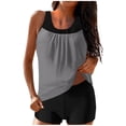 thumbnail image 2 of UPPADA 2 Piece Full Coverage Swimsuits for Women Floral Athleti Crewneck Bathing Suits High Waisted Tummy Control Modest Swimwear Comfy Tankini Top with Shorts Gray,S, 2 of 5