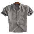 thumbnail image 1 of MesaSe Chemises en Lin à Manches Courtes pour Hommes, Décontractées et Amples, 1 of 2