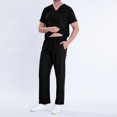 thumbnail image 1 of LSLJS Ensemble de Joggers de Sarrau Extensibles à Col en V pour Hommes - Uniforme de Travail pour Hommes avec Poche, Chemisier à Manches Courtes + Pantalon Long, Ensembles Deux Pièces, Ensemble de Sarraus pour Hommes Cadeaux pour Hommes, 1 of 7