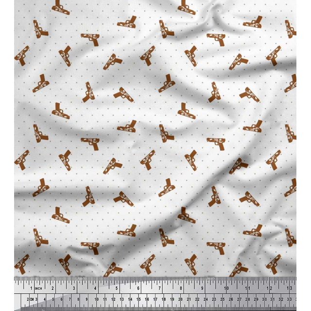 Soimoi Cotton Duck Fabric Dot & Weapon Print Sewing Fabric Yard 42 Inch Wide