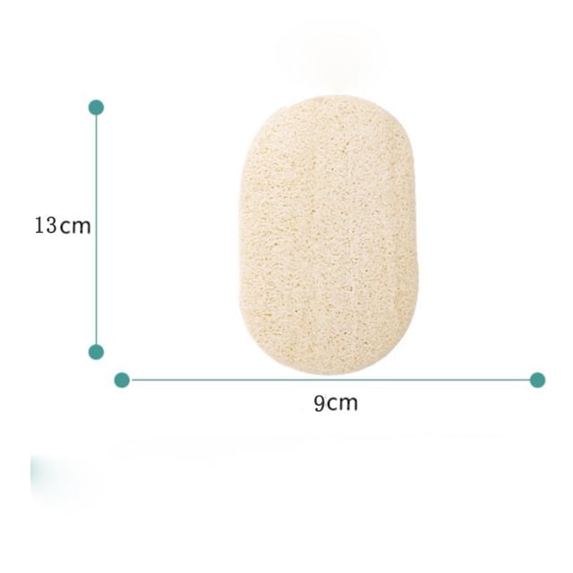 3x Natural Loofah / Loofah Sponge - Loofah - Bath Sponge Loofah. Made of natural loofah material, measuring approximately 13x9cm (5.1x3.5 inches). The loofah features a soft, breathable texture with large pores, designed for effective cleaning and exfoliation. Suitable for personal care, dishwashing, and cleaning kitchen surfaces. The image shows a single loofah sponge with an oval shape and beige color, displayed against a white background with dimensions labeled.