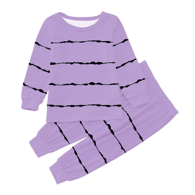 Gubotare Pyjama pour Filles Ensemble Little Pyjama pour Grandes Filles Pyjama à Manches Longues PJs Pyjama (Violet Pâle, 2-3 Ans)