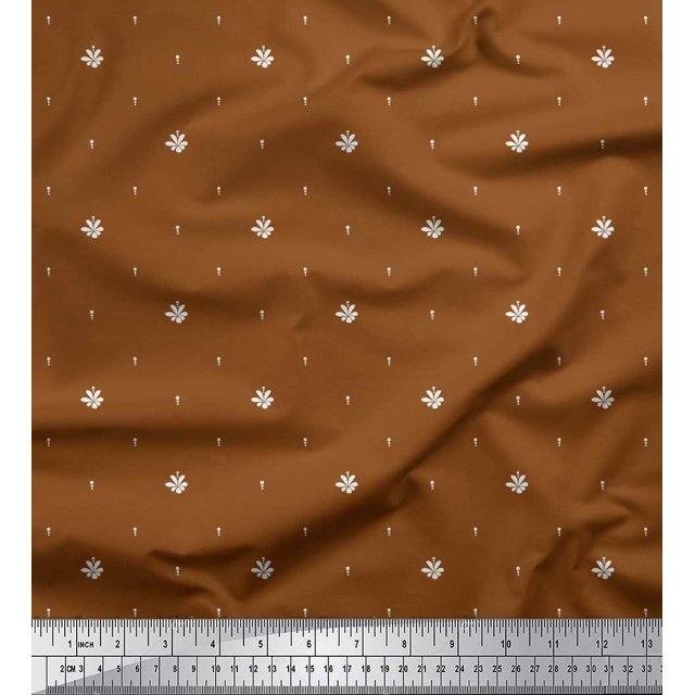 Soimoi polyester Crepe Fabric Dot & Floral Artistic Decor Fabric Printed Yard 42 Inch Wide