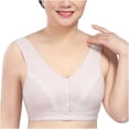 thumbnail image 1 of Bra Sets for Women Solid Sleeveless Plus Size Lingerie Front Four Button Wide Strap Tank Bra V-Neck Convertible Bra Feature Hook and Eye Closure Push-up Bra Style Y-70 , Pink-a XL, 1 of 4