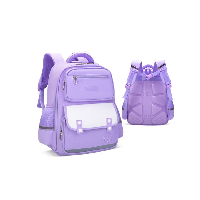 LUXUR Garçons Sac de Jour Multi Poches Sac à Main Poignée Supérieure Imperméable Sac à Dos Polyvalent Filles Colonne Vertébrale Protection Fermeture Éclair Unisexe Violet Petit