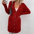 thumbnail image 3 of FAIWAD Cable Knit Long Cardigan for Women Long Sleeve Open Front Button Sweaters Coat with Pockets, 3 of 6