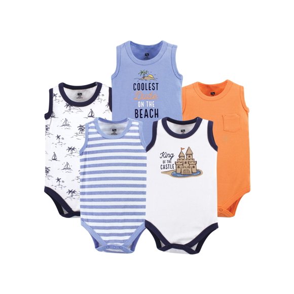 Hudson Baby Unisexe Bodys Sans Manches en Coton pour Bébé, Château de Sable, 0-3 Mois