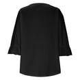 thumbnail image 4 of Plebaso Womens Summer Tops Ruffle 3/4 Length Sleeve Round Neck Shirts Pleated Casual Loose Tunic Blouses, 4 of 6