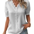thumbnail image 1 of Chemisier Décontracté pour Femmes à Rayures Verticales, Manches Bouffantes, Style Élégant, Tenue de Vacances, 1 of 7