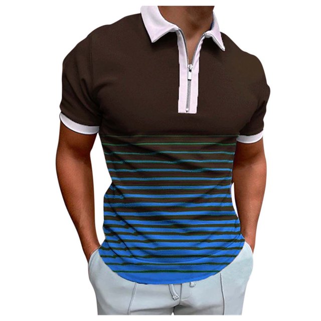 BOBOGOJP Polo pour Hommes Manches Courtes en Coton Classique Col Golf (Bleu,TTG)