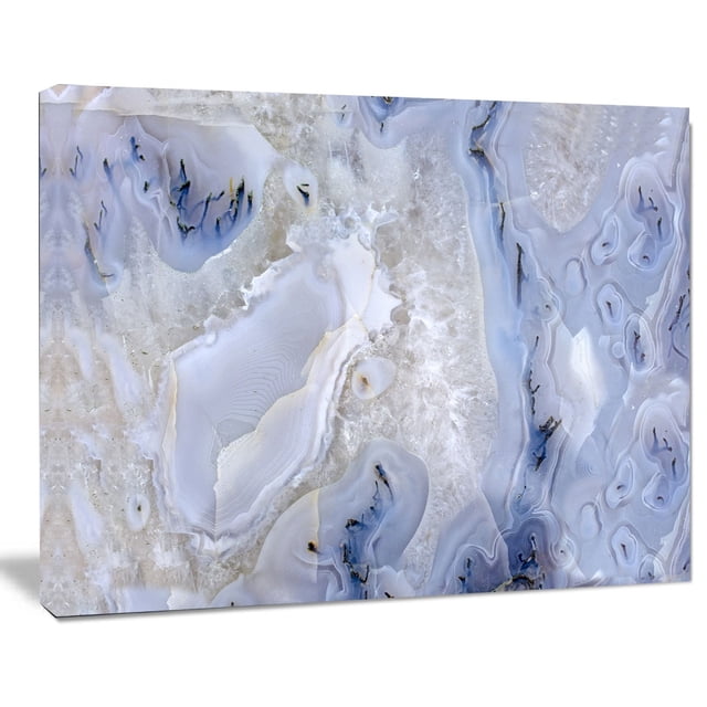 Design Toile d'Art en Pierre d'Agate, Toile Murale Abstraite Imprimée sur Toile de Coton Enveloppée 20 X 12 Pouces, avec Motifs Détaillés de Pierre d'Agate Bleue et Blanche et Bande Naturelle, Imprimée avec Encre giclée Haute Résolution, Prête à Accrocher avec Quincaillerie Incluse, Convient à la Déco de la Maison Ou du Bureau et Est Souvent Utilisée comme Pièce Centrale Apaisante.