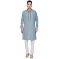 thumbnail image 1 of Kurta Long pour Homme Vêtements Indiens Robe en Coton Brodée Tenue Décontractée (Vert, G), 1 of 5