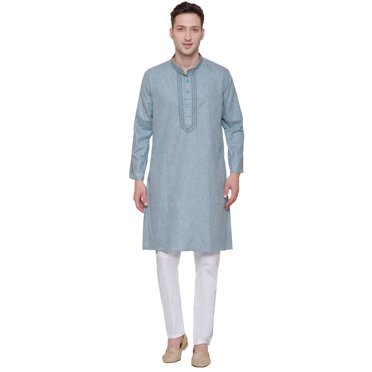 Maple Clothing Cotton Men's Embroidered Kurta Set Indian Apparel (Green, XL)