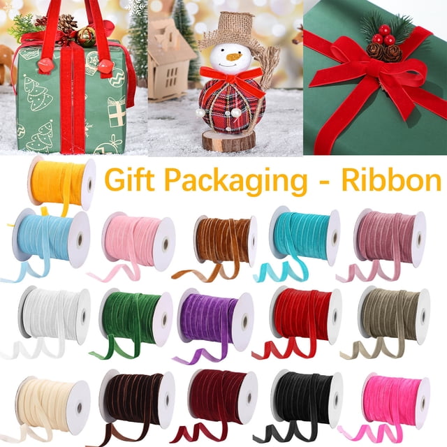 Vaidha 1cm Velvet Ribbon Flocking Ribbon Velvet Jewelry DIY Ribbon Bow Accessories Ribbon 50 Yards