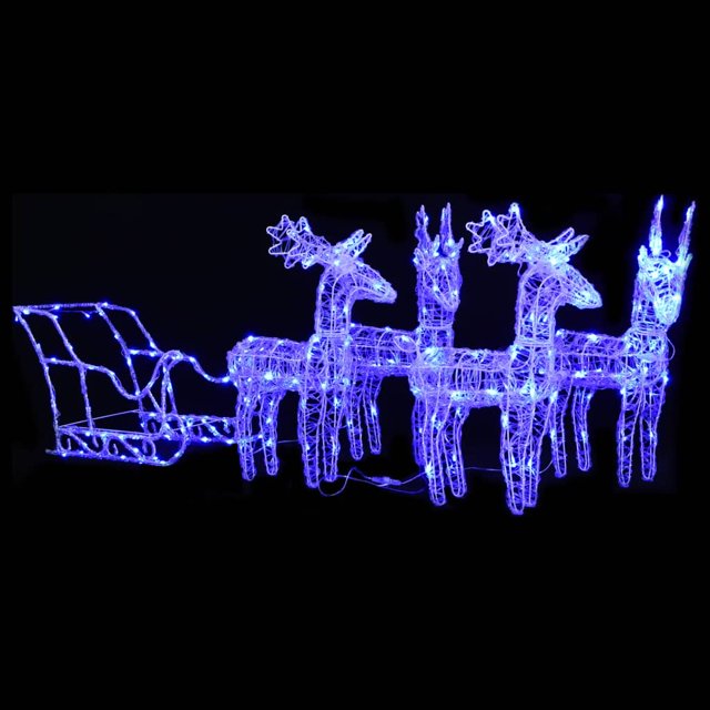 vidaXL Rennes & Traîneau Décoration de Noël 280x28x55 cm Acrylique