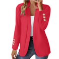thumbnail image 2 of IMENGL Fall long sleeve notch collar cropped cardigan coat brown, Red 3XL, Size M-5XL, 2 of 7