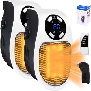 Mousse Ultra Air Chauffe-eau, brancher le chauffage 500W, Space Chauffe-eau pour usage intérieur, Chauffage portable avec protection thermique, Calme Petit Space Chauffage avec minuteur pour chambre, salle de bain - 2 Pièces