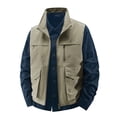 thumbnail image 2 of LNWUY Men's Work Vest Solid Color Standing Collar Multiple Pockets Outdoor Utility Vest Photography and Sports Jacket Coat Yellow L, 2 of 8