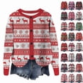 thumbnail image 1 of Wiyuqeen Christmas Button Down Cardigan Women Ugly Xmas Print Jacket Crewneck Long Sleeve Ribbed Knit Cardigans Fall Sweaters, 1 of 5
