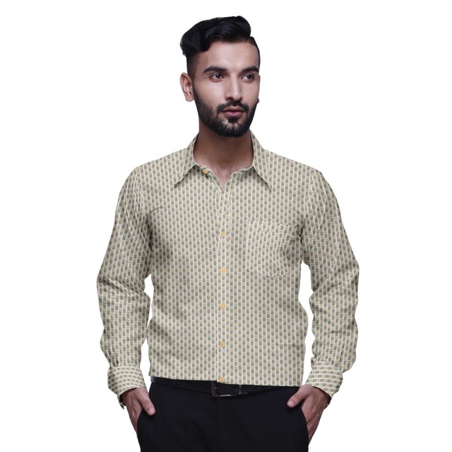BESTMAN Printed Cotton Shirts For Men Long Sleeve Slim Fit Formal Shirt For Boy
