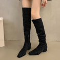 thumbnail image 2 of TIEVOSA Women's High Boots Stylish Pointed Toe RuffLED Knee High Fashion Boots Mid Heel Riding Boots for Casual Wear Design for All Seasons, 2 of 9