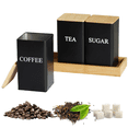 thumbnail image 4 of 3PCS Set Tea Coffee Sugar Canister Set with Tray Iron Tea and Coffee Jars with Bamboo Lid Coffee Sugar Tea Containers A, 4 of 7