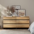 thumbnail image 1 of WAMPAT 6-Drawer Dresser, 63" Wide Storage Chest with Metal Base, Modern Wood Kids Dresser, Bedroom/Living Room/Hallway Use, Oak, 2 Pack, 1 of 7