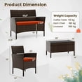 thumbnail image 3 of Costway 8 PCS Patio Furniture Set with Washable Cushions and Tempered Glass Coffee Table Orange, 3 of 9