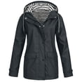 thumbnail image 1 of Women Solid Rain Jacket Outdoor Plus Size Waterproof Hooded Raincoat Windproof, 1 of 5