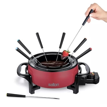 Salton - Ensemble de Fondue Électrique avec Bol Antiadhésif de 2,8 Litres, 1000 W, Rouge