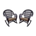 thumbnail image 1 of Jeco Wicker Rocker Chair in Espresso with Brown Cushion (Set of 2), 1 of 2