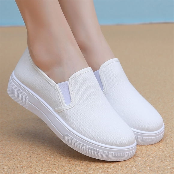 XIMIN Women Slip on Casual Loafers Sneaker Retro Traditional Breathable Lightweight Black White Casual Simple Softy Shoes for Running Walking Sport