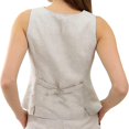 thumbnail image 2 of CHOK Womens Pure Linen Sleeveless Button Down V Neck Crop Top Summer Vest Waistcoat, 2 of 6