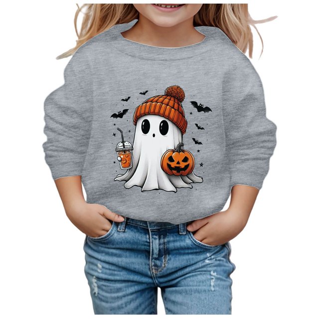 2025 Mode Mignon Chandail Imprimé Fillette Col Rond Sans Capuche Long Chandails à Capuchon pour Ado Fille Manche Chandail