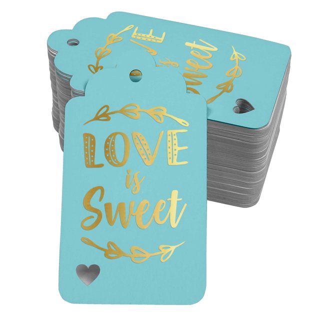 Inkdotpot 100 Pack Real Gold Foil Paper Tags Love Is Sweet Wedding Favor Hang Tag
