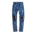 thumbnail image 1 of Styesk Men's Pants Men's New Tight-fitting Ripped Straight Hip-hop Stretch Motorcycle Trouser, 1 of 4